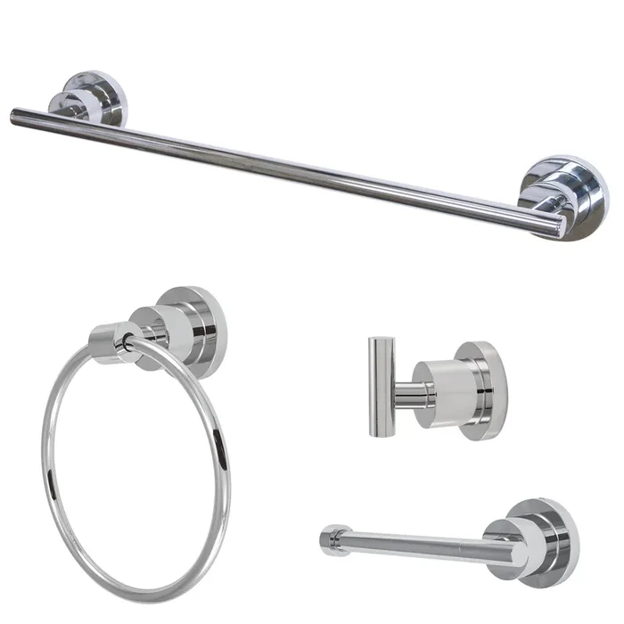 Concord 4-Piece 18″ Towel Bar Bathroom Accessory Set – Polished Chrome