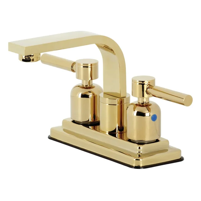 Concord Double-Handle 4″ Centerset Bathroom Faucet with Push-Up Pop-Up, Polished Brass