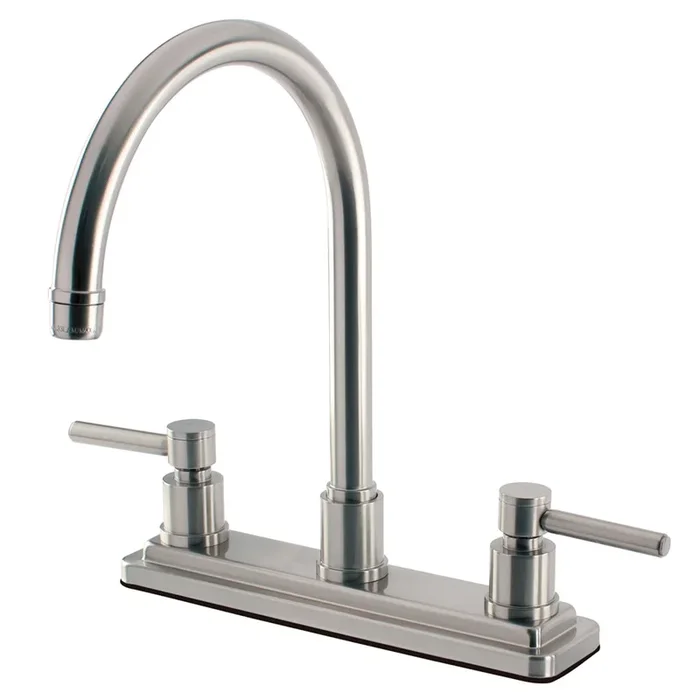 Concord Double-Handle 8″ Centerset Kitchen Faucet, Brushed Nickel – Kingston Brass
