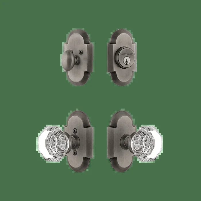 Cottage Entry Set with Waldorf Crystal Knob – Antique Pewter