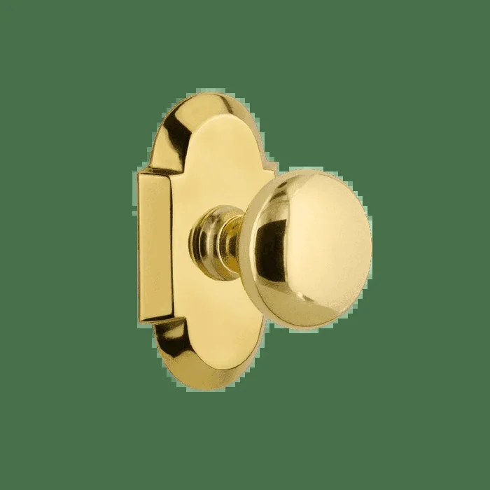 Cottage Short Plate with New York Knob – Polished Brass Double Dummy