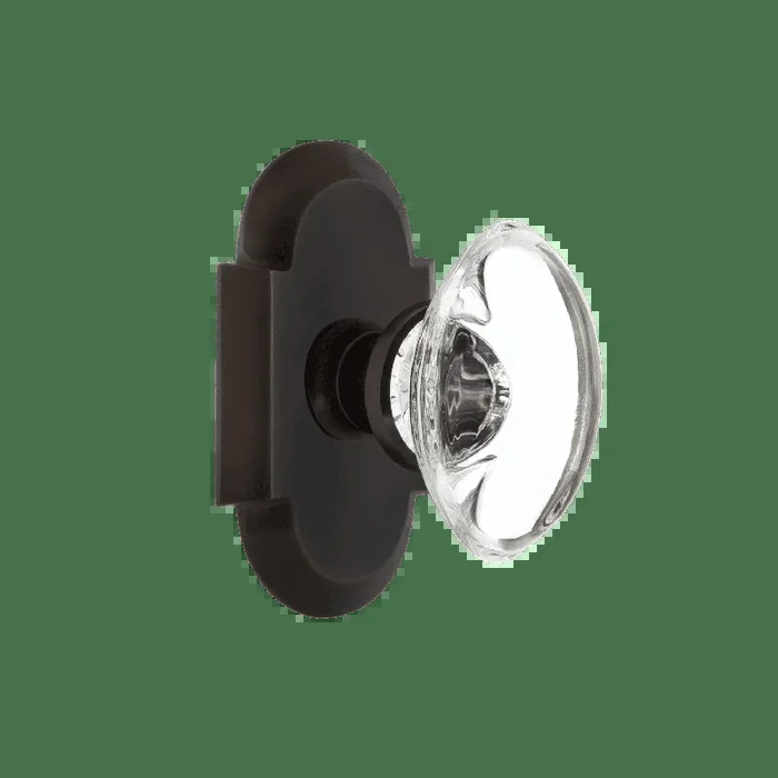 Cottage Short Plate with Oval Clear Crystal Knob – Timeless Bronze