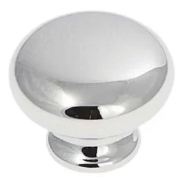 Cottage Style Cabinet Hardware Knob, Chrome 1-1/8 Inch Diameter
