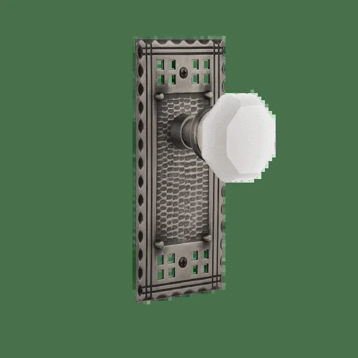Craftsman Long Plate with White Waldorf Knob – Antique Pewter