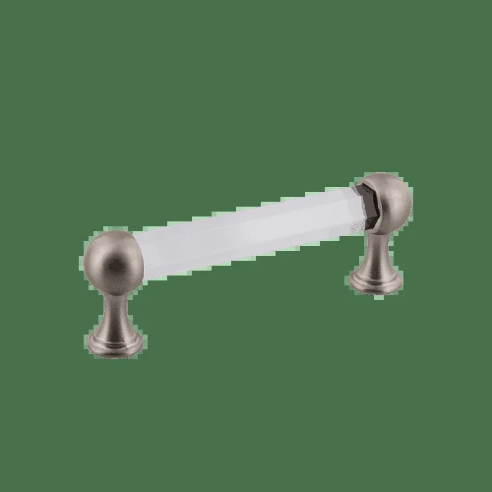 Crystal Handle Pull 3.75″ On Center in Satin Nickel – Nostalgic Vintage Cabinet Hardware