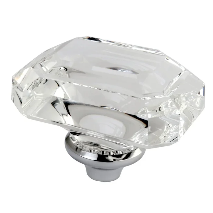 Crystal Rectangular Knob Handle – Polished Chrome by Kingston Brass