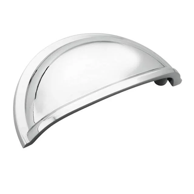 Cup Pull 3inCtr 5inL – AMEROCK Polished Chrome Cabinet Hardware
