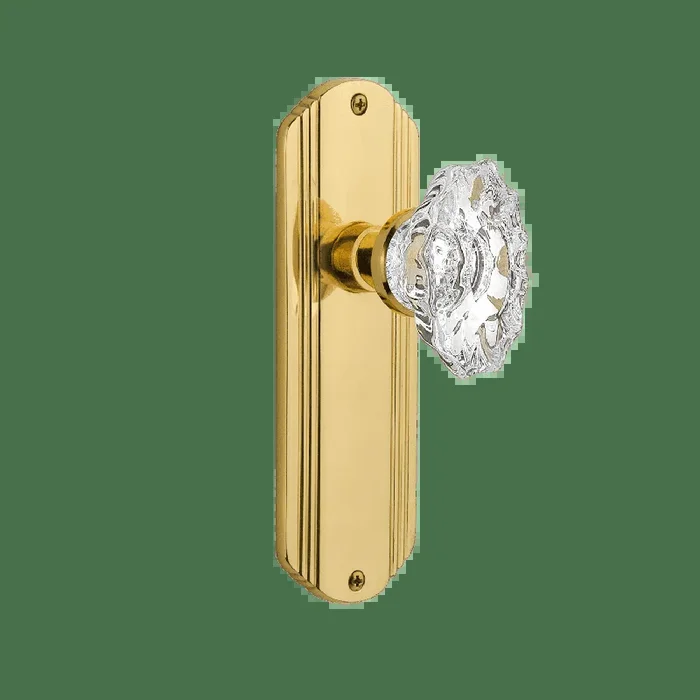 Deco Long Plate with Chateau Knob – Polished Brass