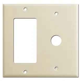 Decor Rocker GFCI + .625‘‘ Phone Cable Cover – Ivory