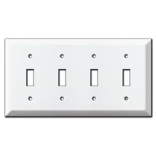 Deep 4 Toggle Switch Wall Plate – White