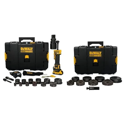 DEWALT 20V MAX* Hydraulic Knockout Tool Kit w/ 1/2″ – 4″ Punches & Dies