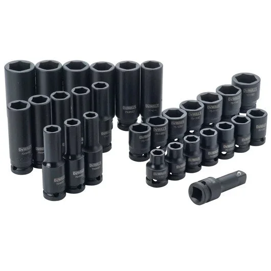 DEWALT 30 PC. 1/2″ Drive Combination Impact Socket Set – 6 Point