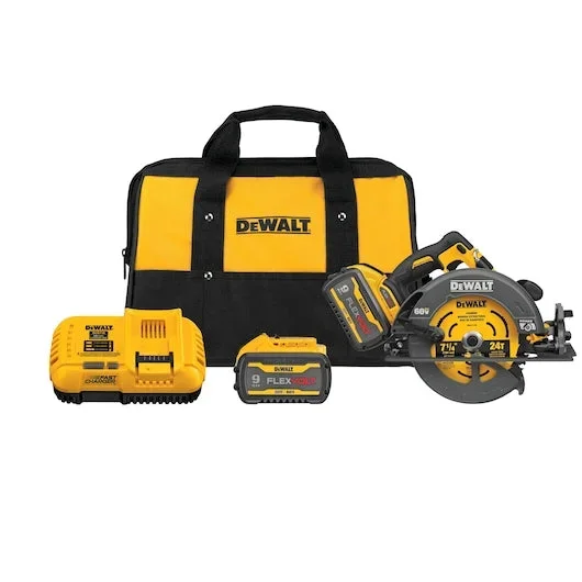 DEWALT 60V MAX* FLEXVOLT® 7-1/4″ Circular Saw w/ Electronic Brake Kit w/ 2 Batteries