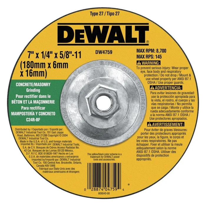 DEWALT 7″ x 1/4″ x 5/8″-11 Masonry Grinding