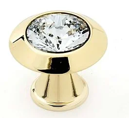DISCONTINUED Alno Crystal 1-1/4″ (32mm) Diameter with Small Crystal Cabinet Drawer Knob, Gold