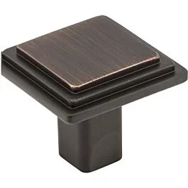 DISCONTINUED Elements Calloway Collection 1-1/4″ (32mm) Overall Length, Brushed Oil-Rubbed Bronze Square Cabinet Hardware Knob