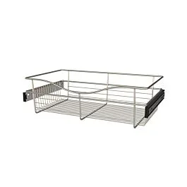 DISCONTINUED Satin Nickel Closet Pullout Basket, 24 X 14 X 7 in