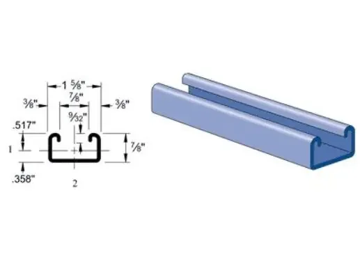 DOMESTIC 304SS H/SLOT STRUT 12G 7/8 x 10‘