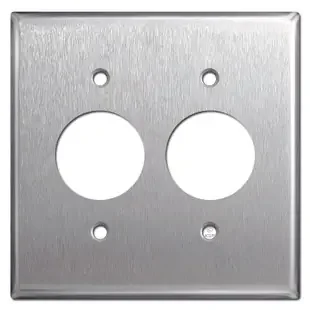 Double 1.4‘‘ Electrical Outlet Cover Plate – Satin Stainless Steel
