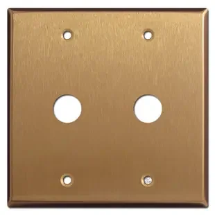 Double .625″ Openings Phone Cable Outlet Covers – Satin Bronze