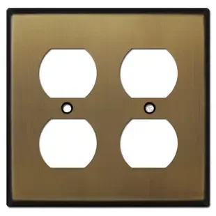 Double Duplex Outlet Cover – Antique Brass