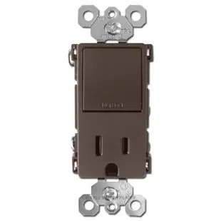 Dual 3-Way Rocker Switch + Receptacle 15A – Brown