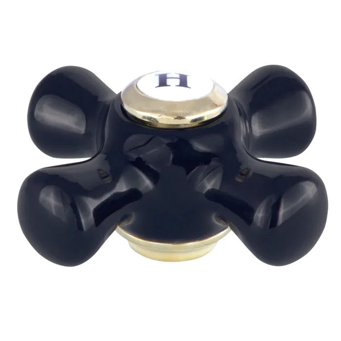 Duchess Porcelain Cross Handle (Hot Side) – Polished Brass by Kingston Brass