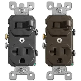 Duplex Toggle Switch + Electrical Outlet 20A Leviton 5335