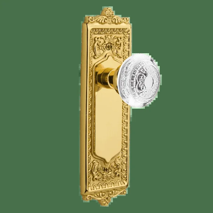 Egg Dart Long Plate with Crystal Egg Dart Knob – Polished Brass