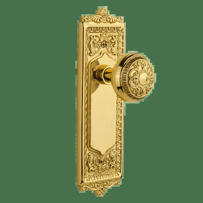Egg Dart Long Plate with Egg Dart Knob in Polished Brass – Nostalgic Vintage Door Hardware
