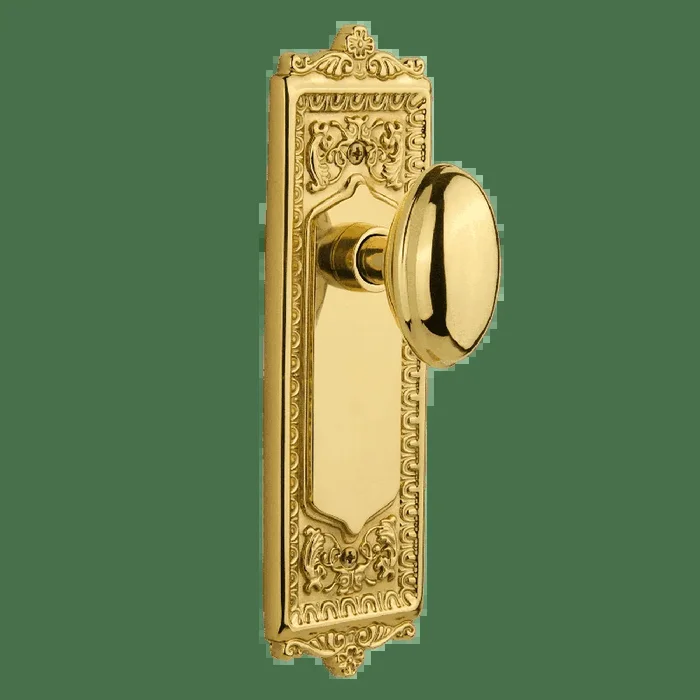 Egg Dart Long Plate with Homestead Knob – Polished Brass