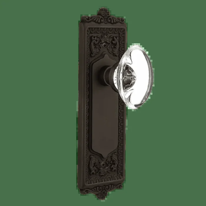 Egg Dart Long Plate with Oval Clear Crystal Knob in Oil-Rubbed Bronze – Nostalgic
