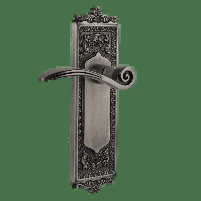 Egg Dart Long Plate with Swan Lever – Antique Pewter – Nostalgic