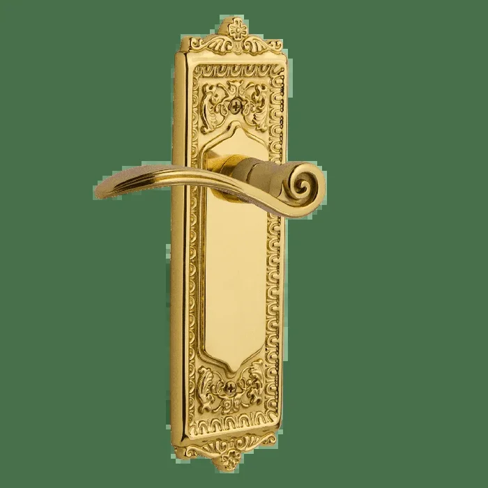 Egg Dart Long Plate with Swan Lever in Unlacquered Brass – Nostalgic