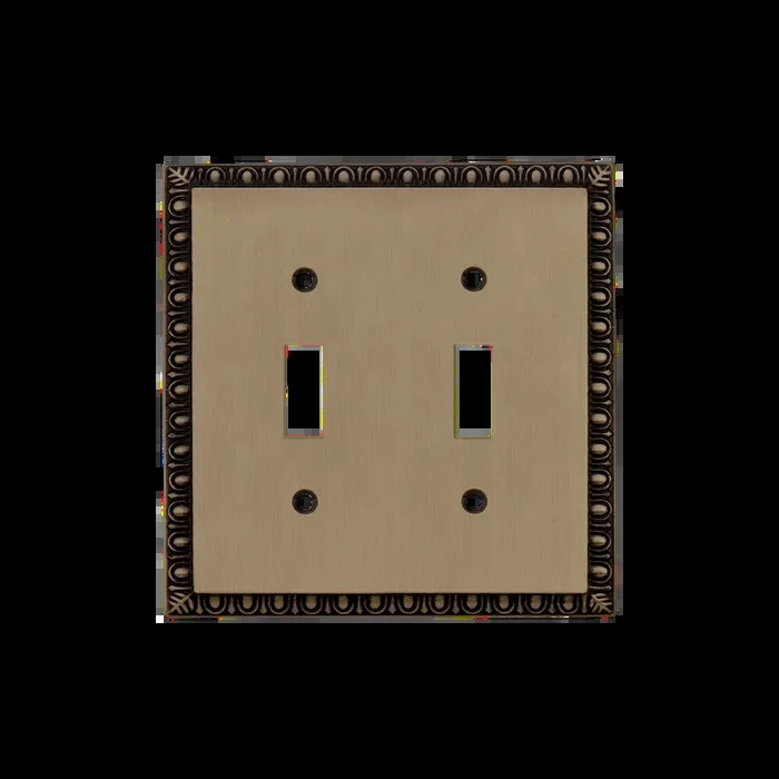 Egg Dart Switch Plate with Double Toggle in Antique Brass – Nostalgic Vintage Style