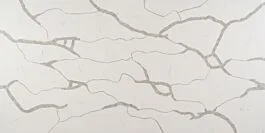 Elite Stone Quartz Polished 9′ x 2′ Prefab, 2cm Thickness, Calacatas White