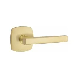 Emtek Concealed Privacy Freestone Lever with Urban Modern Rosette, Satin Brass