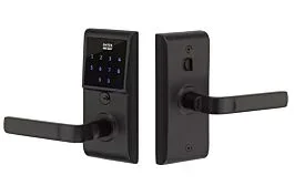 Emtek EMTouch Helios Flat Black Keypad Left Handed Front Door Leverset Storeroom/Gate Function