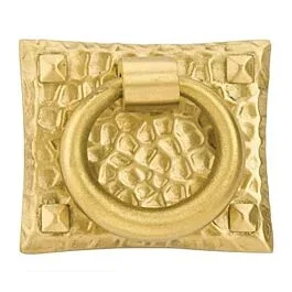 Emtek Hammered Satin Brass Cabinet Hardware Ring Pull 1-3/4” Overall Width
