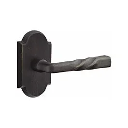 Emtek Passage Montrose Lever in Medium Bronze with Rosette #1, Right Handed