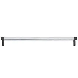 Emtek Select 12″ (305mm) Center to Center, Appliance Pull with Rectangular Stem in Flat Black and Knurled Bar in Polished Chrome Finish