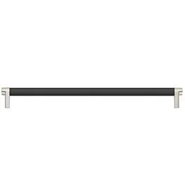 Emtek Select 12″ (305mm) Center to Center, Appliance Pull with Rectangular Stem in Polished Nickel and Smooth Bar in Flat Black Finish