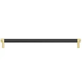 Emtek Select 24″ (610mm) Center to Center, Appliance Pull with Rectangular Stem in Satin Brass and Knurled Bar in Flat Black Finish