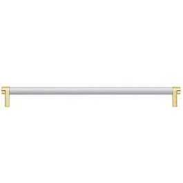 Emtek Select 24″ (610mm) Center to Center, Appliance Pull with Rectangular Stem in Satin Brass and Smooth Bar in Polished Chrome Finish