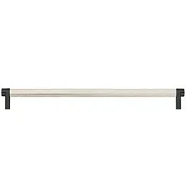 Emtek Select Back to Back 12″ (305mm) Center to Center, Appliance Pull with Rectangular Stem in Flat Black and Knurled Bar in Satin Nickel Finish