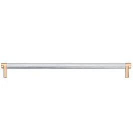 Emtek Select Back to Back 12″ (305mm) Center to Center, Appliance Pull with Rectangular Stem in Satin Copper and Knurled Bar in Polished Chrome Finish