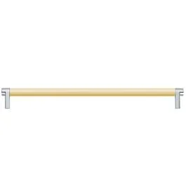 Emtek Select Concealed Surface 12″ (305mm) Center to Center, Appliance Pull with Rectangular Stem in Polished Chrome and Smooth Bar in Satin Brass Finish