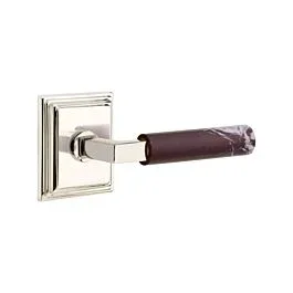 Emtek Select Dummy Rosso Levanto Handle with L-Square Stem, Wilshire Rosette in Polished Nickel
