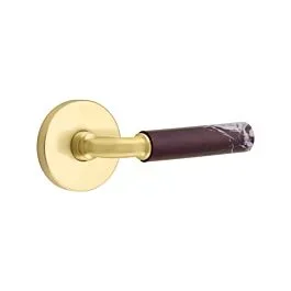 Emtek Select Dummy Rosso Levanto Handle with R-Bar Stem Disk Rosette in Satin Brass
