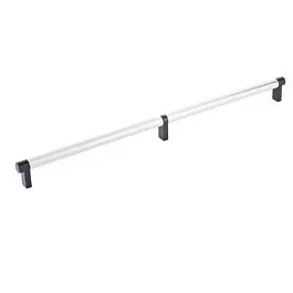 Emtek Select Flat Black Rectangular Stem 24″ (610mm) Center to Center with Knurled Bar in Polished Chrome, Overall Length 24-3/4″ (628.5mm) Cabinet Pull / Handle